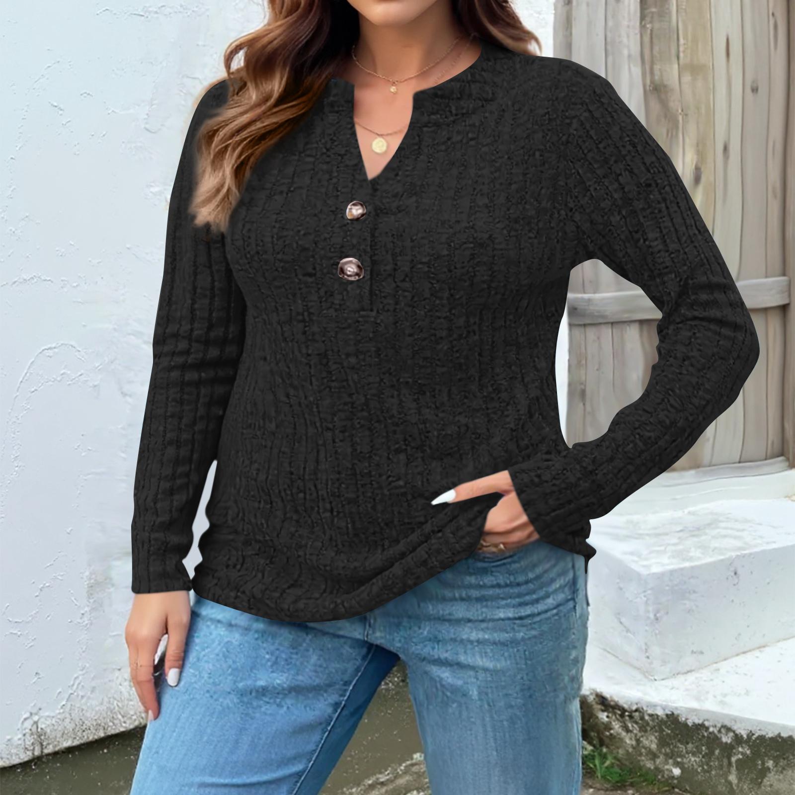 

Women s Fashion V Neck Long Sleeve Ribbed Elegant Commuting And Casual Top L
