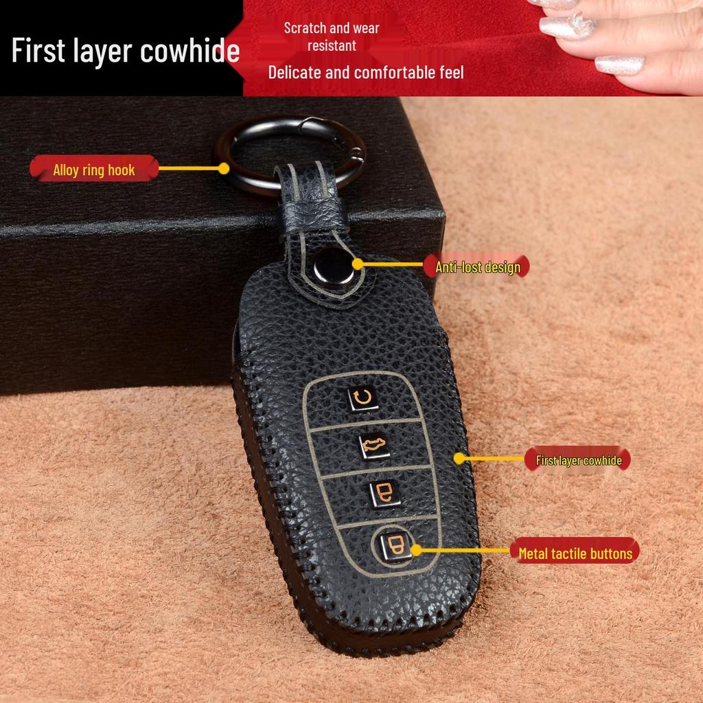 Genuine Leather Key Cover for Hongqi Models H5, H9, HQ9, H6, HS3/7, E-QM5, HS5