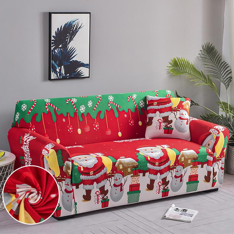 Christmas Sofa Slipcovers Stretch Sofa Cover for Living Room Kids Pets All Inclusive Couch Cover Non Slip Furniture Protector