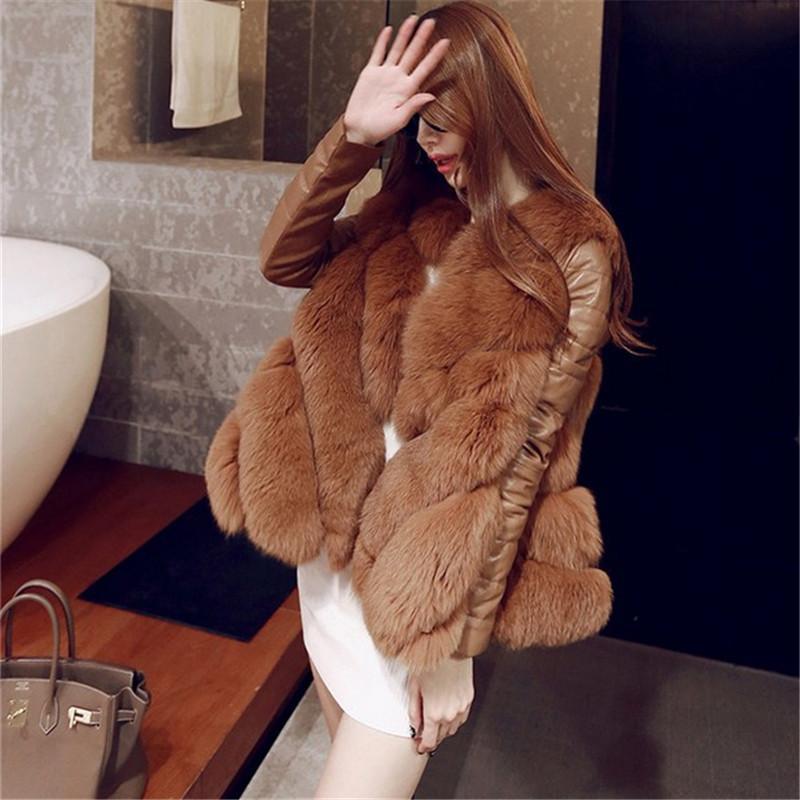 

Зимняя куртка из искусственного меха лисы с вставками из искусственного меха, короткая женская, из искусственного кроличьего меха, разборная, с длинным рукавом, жилет, большого размера, тонкая 4XL верблюд