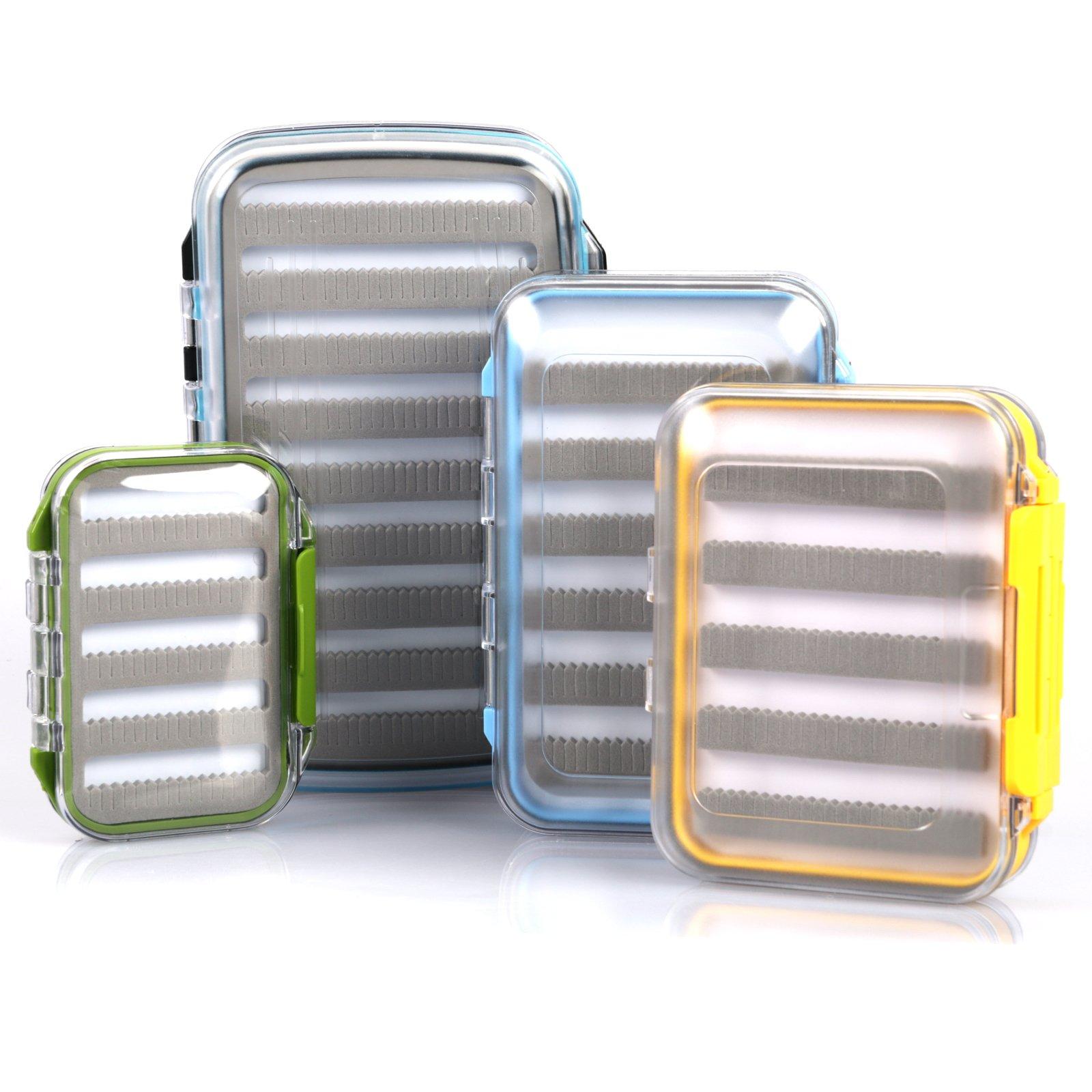 

M MAXIMUMCATCH Maxcatch Waterproof Fly Box Double Clear Lid Fly Fishing Box (DS Black, Size B + Size C + Size D)