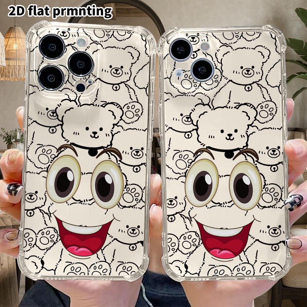 Phone Case: 2D flat suitable for iPhone 18 17 16 15 14 13 Pro, transparent with corner protection, funny emojis, Christmas and Halloween gifts