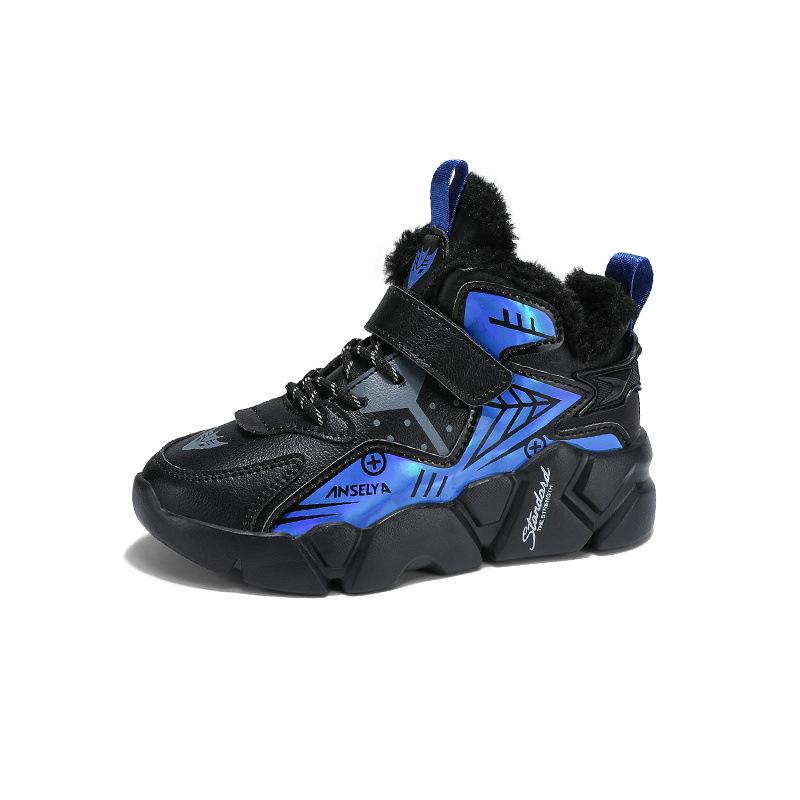 Children's cotton shoes winter new velvet warm boys sports shoes leather waterproof fashion student big cotton shoes