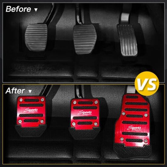 3PC Universal NonSlip Transmission Manual Foot Pedal Brake Cover Pad Red Durable
