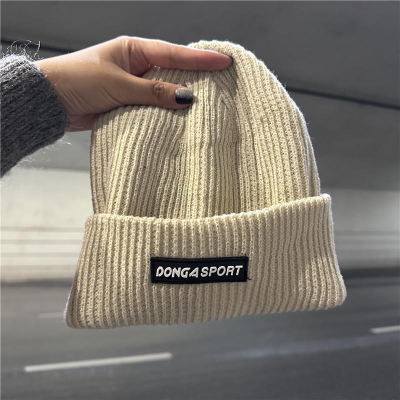 Hat Men's Winter Fashion Alphabet Wool Hat Ear Protector Solid Color Warm and Cold Knitted Cold Hat Women