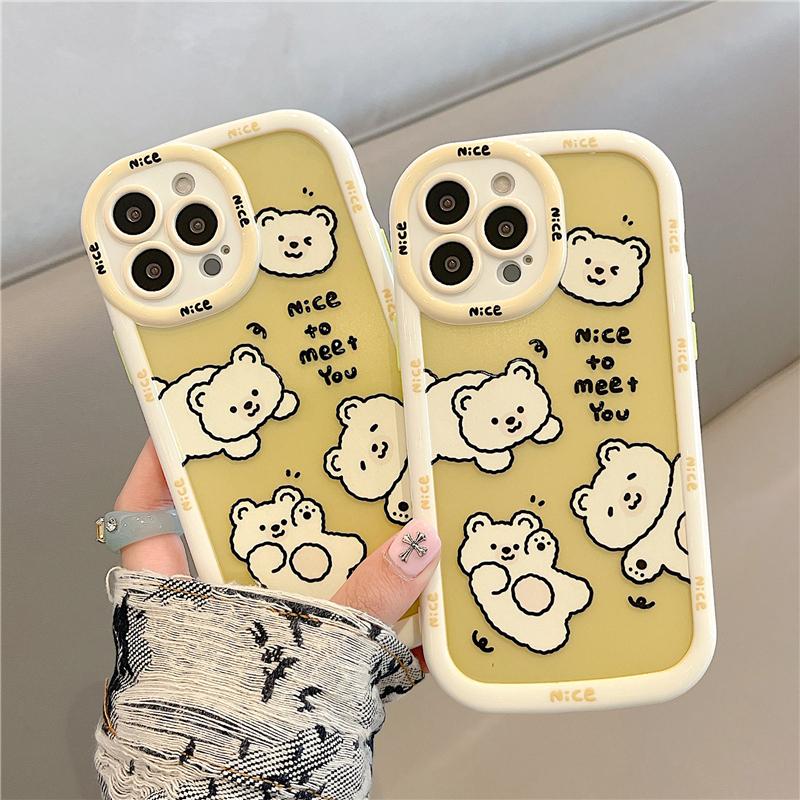 Husă frumoasă, drăguță, cu urs alb, galbenă, rezistentă la șocuri, pentru Iphone 14 13 12 11 Pro Max, husă transparentă pentru telefon Capa