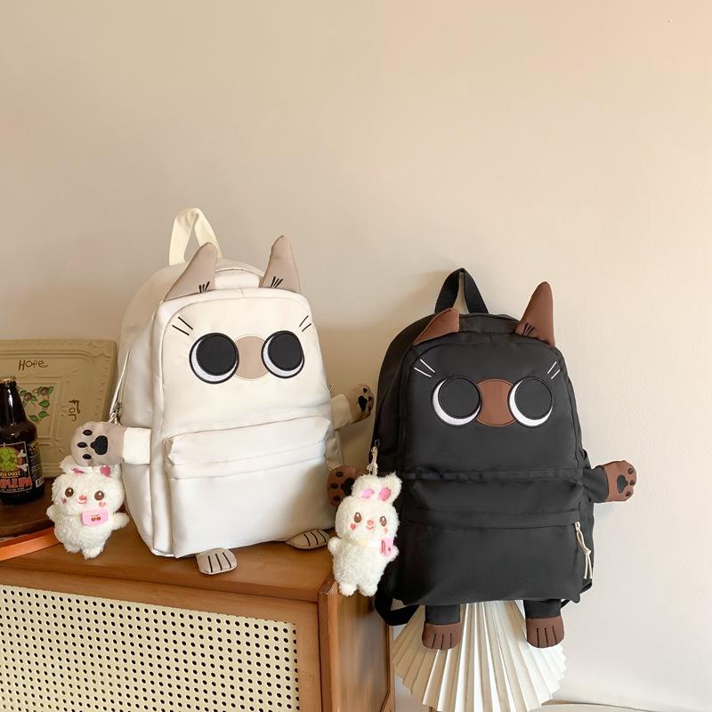 School bag for junior high school students Cute kitten student backpack Ugly cute large-capacity school bag High school students backpacking