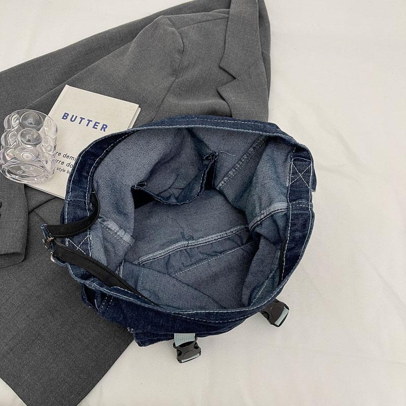 Large Capacity Canvas Bag Crossbody Bag Messenger Bag College Students Denim Shoulder Bag
