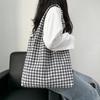 Retro Polka Dot Canvas Tote Bag - Versatile, Large Capacity Shoulder Bag for Women and College Students