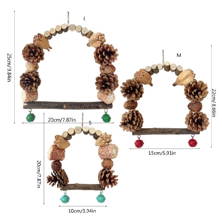 Bird Parrot Perch Naturally Bird Swing Multiple Functional Wood Perch for Bird