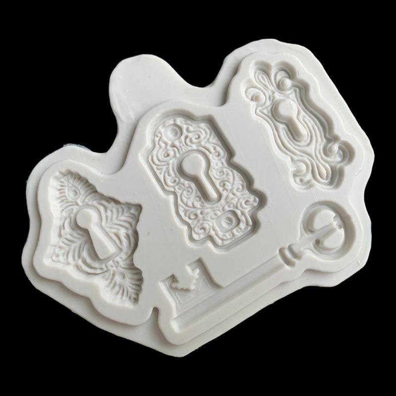 

Codebook Treasure Chest Key Lock Cylinder Fondant Silicone Mold Biscuits Chocolate Clay Mould Baking Cake Decorating Tools