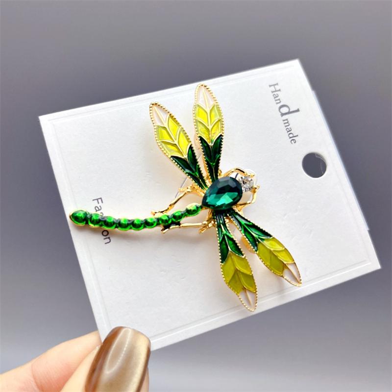 Green Enamel Dragonfly Brooch for Women Flying Animal Fashion Clothing Pins Enamel for Women Accessories