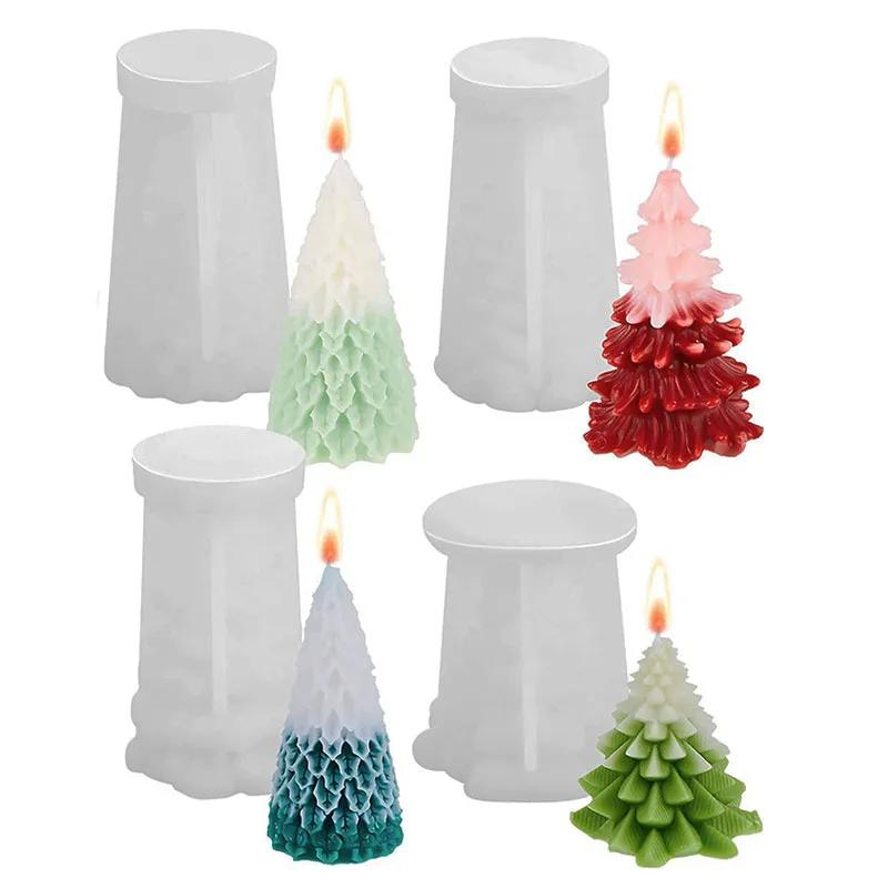 DIY 3D Christmas Tree Silicone Mold Resin Epoxy Small Irregular Pine Needle Tree Craft Candle Making Kit Holiday Decor