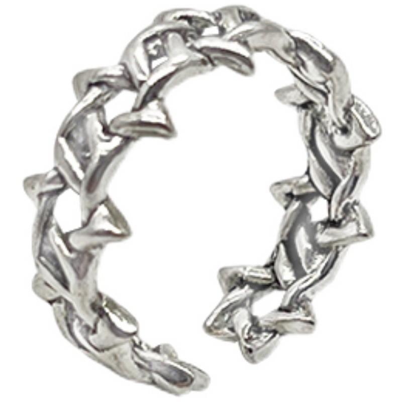Adjustable Open Ring Men Women Sterling Geometric Star Motif Vintage Minimalist Jewelry
