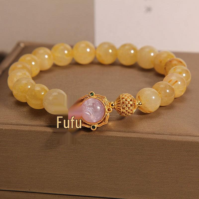 Women's Citrine Stone Bracelet - Ancient Style Gift for Girlfriend or Bestie