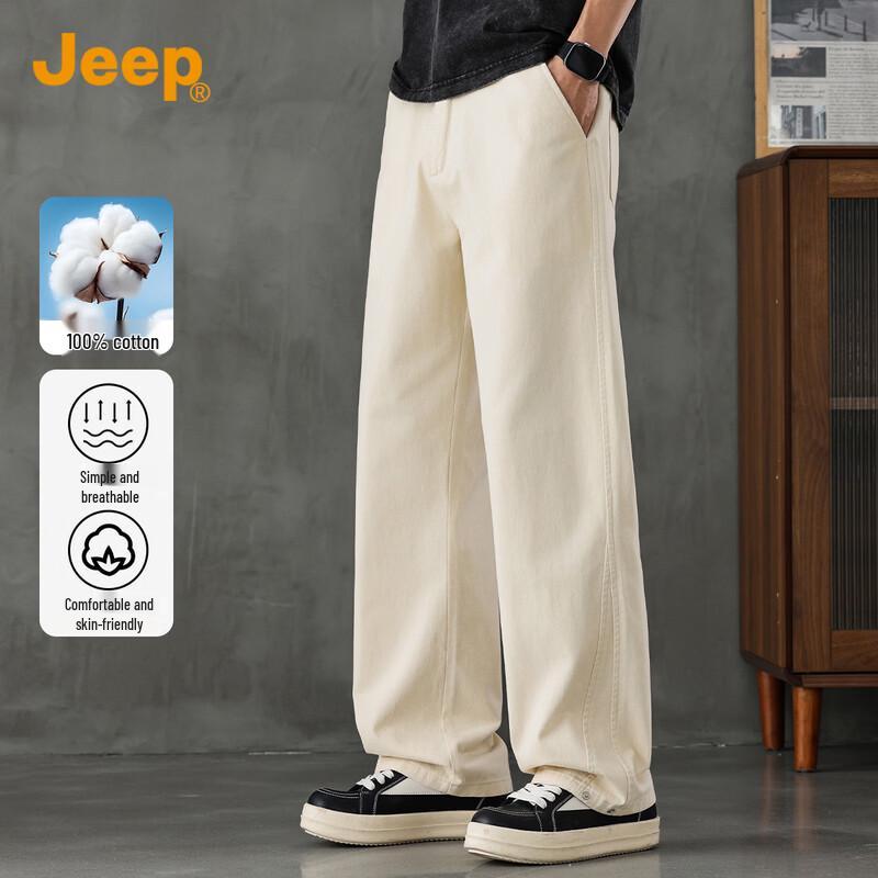 JEEP Men's Trendy Pure Cotton Straight-Leg Casual Pants