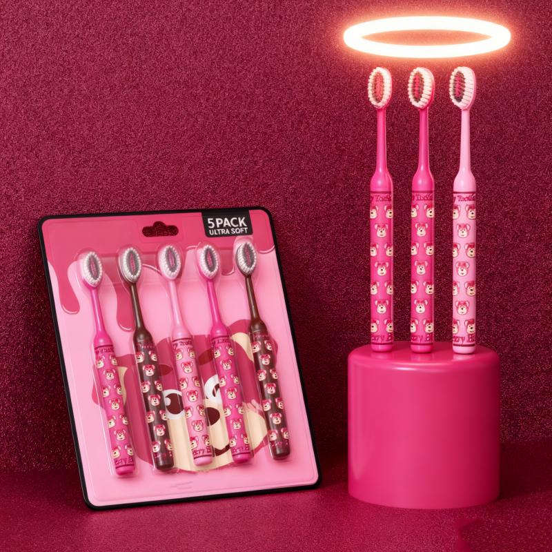 5/10Pcs Cherry Bear Mountain-Shaped Soft Bristle Toothbrush for Adults, Manual Toothbrush, Best Gift for Christmas, Hal New Year, Birthday