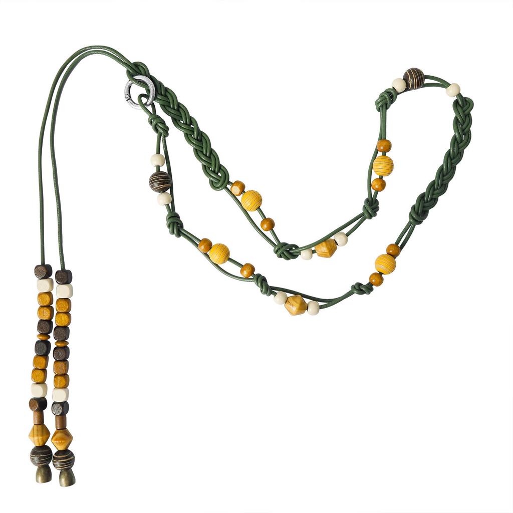 Colorful Wooden Bead Necklace by Fiona Sit - Ethnic, Woven, Long Necklace & Waist Chain