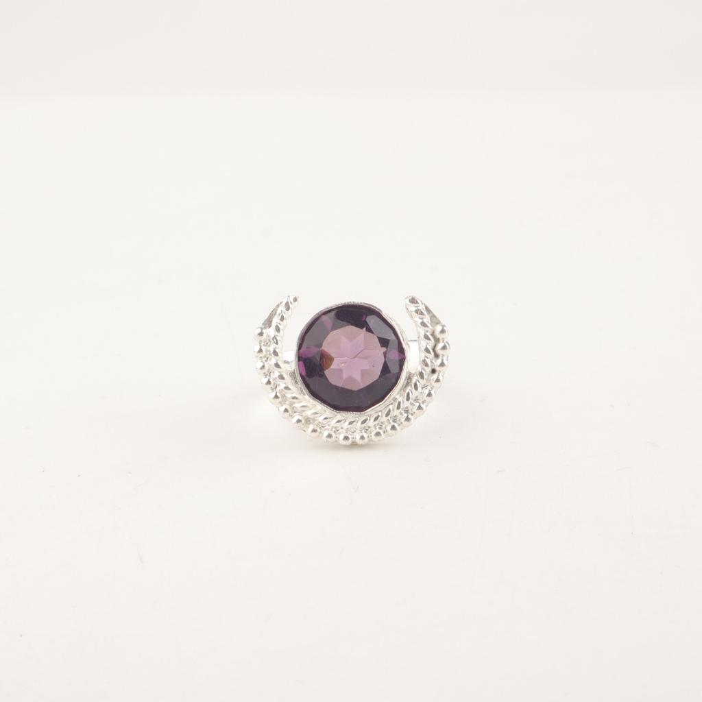 Gemma Ametista Argento Sterling 925 Gioiello Fatto a Mano Pietra Portafortuna di Febbraio Anello RR-48-7