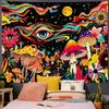Buntes Hippie Abstraktes Wandteppich, Fantasie Ästhetik Auge Pilz Floral Wandbehang Für Schlafzimmer Wohnheim Wohnzimmer Dekor