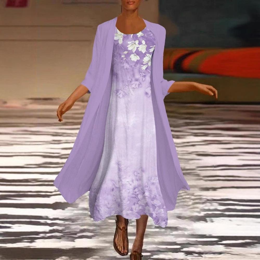 2025 Summer Multi-color Loose Two-piece Set with Mid-length Sleeves