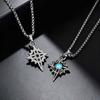 Turquoise Natural Stone Geometric Pendant Necklace for Men Male, Stainless Steel Moon Star Charm Waterproof Fashion Jewelry Gift