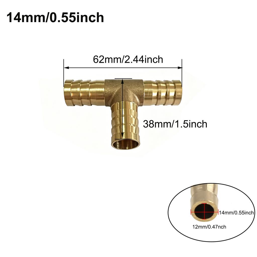 4/5/6/8/10/12/14/19mm Hose Barb Tail Tee 3 Ways Reudcing Brass Pipe Fitting Splitter Coupler Adapter Connector Water Gas Oil