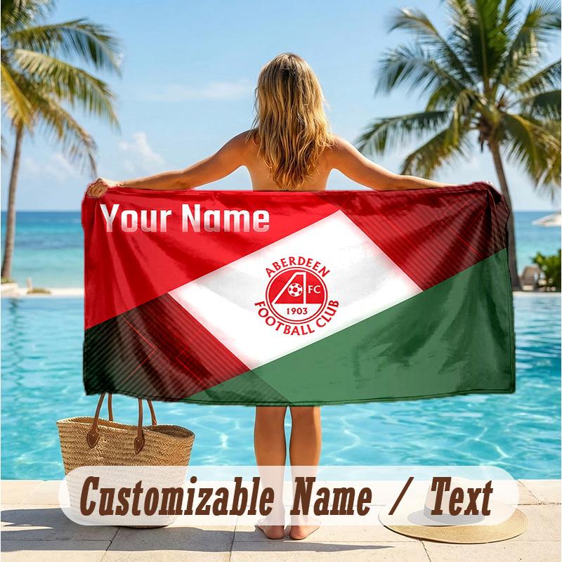 Custom Text Beach Towel, Soft Absorbent Swimming Multi-use TowelAberdeen FC