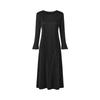 Mongplisse [Women'S] Stitch Denim Knit Sleeve Pleated Dress (Black)