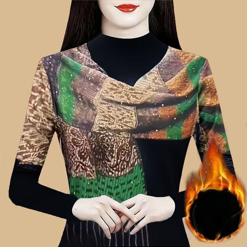 

Новая высококачественная двухсторонняя немецкая бархатная модная теплая и универсальная тонкая базовая рубашка с круглым вырезом 4XL