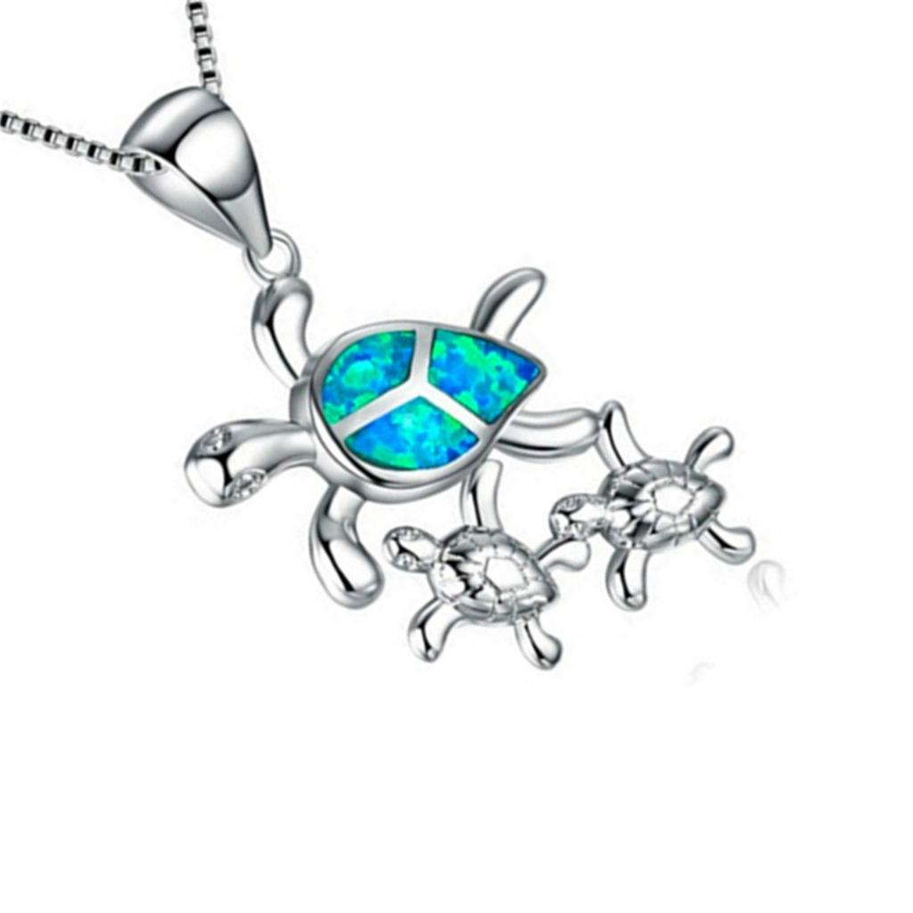 Opal Cute Exquisite Opal Turtle Necklace Earrings Three-piece Accessories