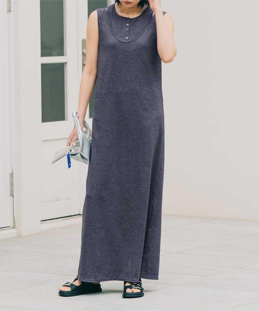 Layered Dress BHXN2383 S Charcoal [Yours] 2-Piece