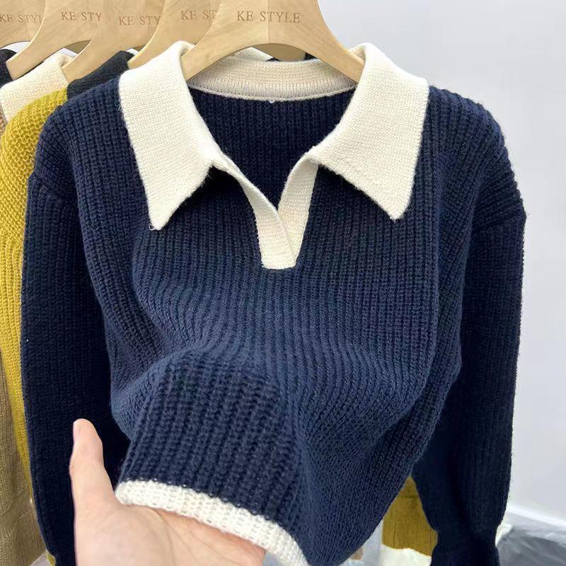 Sweater Knitted Sweater Autumn Winter Edition Lazy Style Soft Glutinous Outer Loose Small Bottom Casual Top