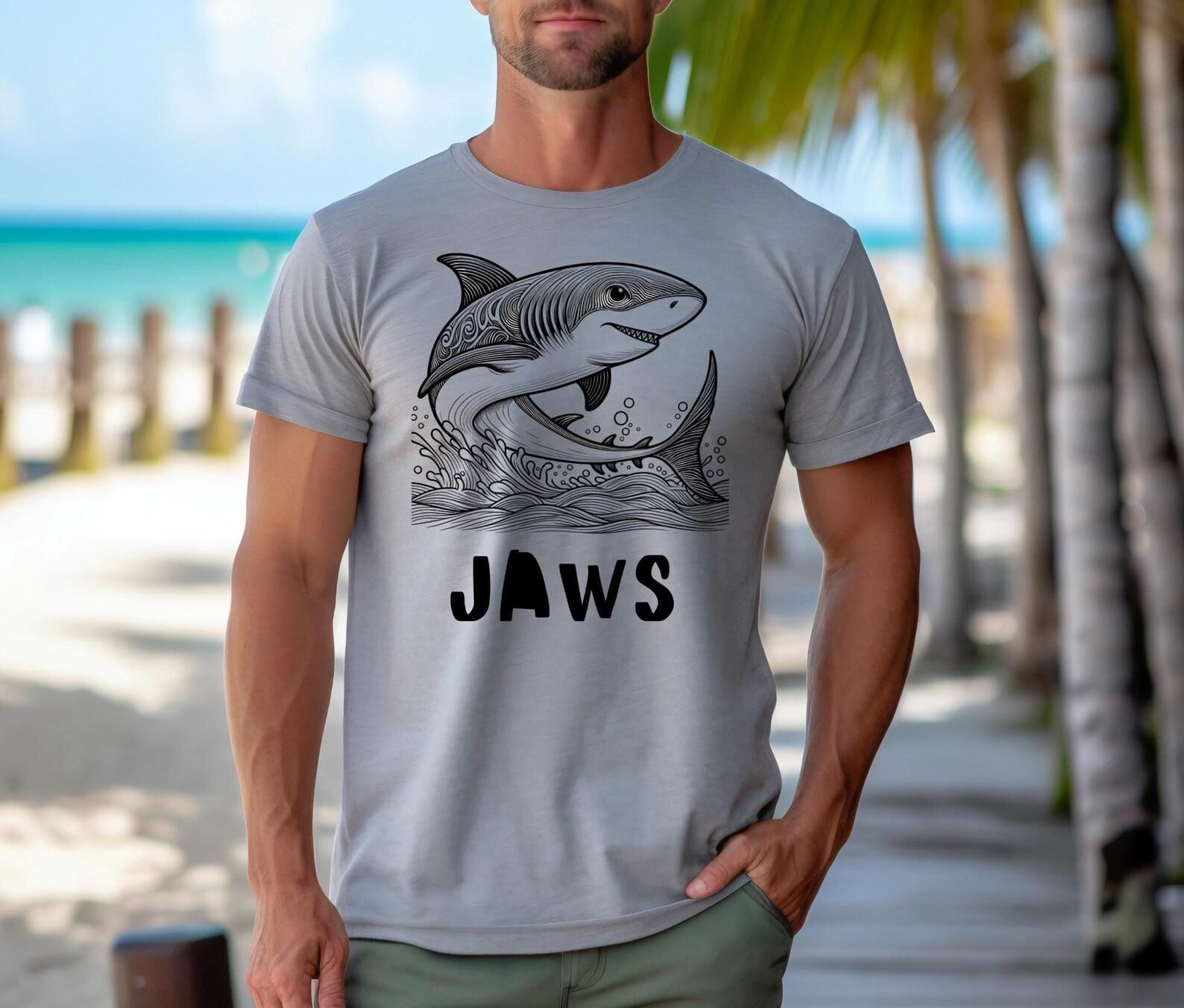 Jaws Shark Graphic Tee: Summer Beach Vibes, Ocean Lover Gift 2XL