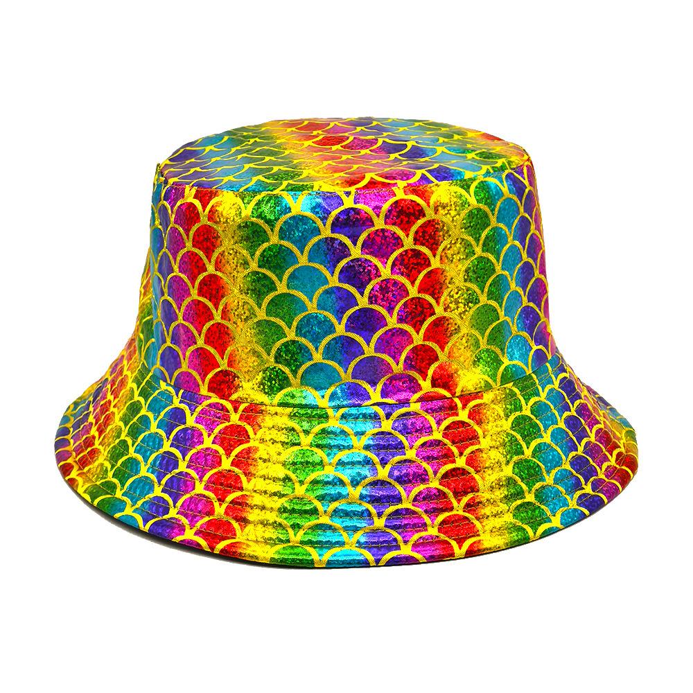 Bling Colorful Reflection Hiphop Bucket Hats Women Men Decorate Fisherman Hat Unisex Sun Gorras Travel Panama Summer Sunscreen