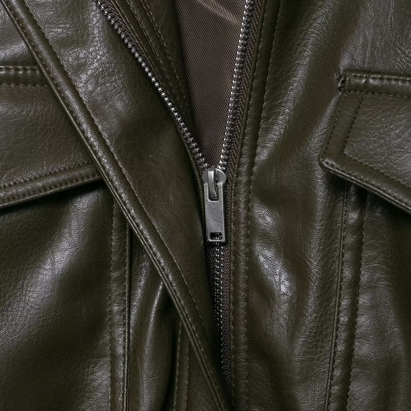 Kaslead New Women clothes Western Style Fashion Simple and Versatile Imitation Leather Short coat 4749701 533