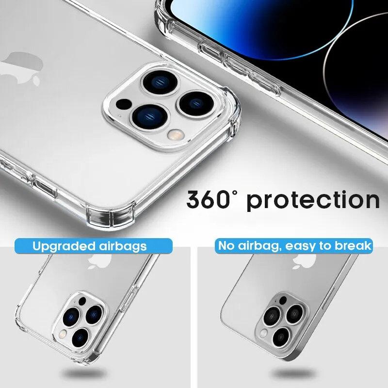 Luxury Clear Shockproof Case For iPhone 15 14 13 12 11 Pro Max Phone Cover On iPhone 13 12 Mini X XR XS 8 14 15 Plus Back Cover