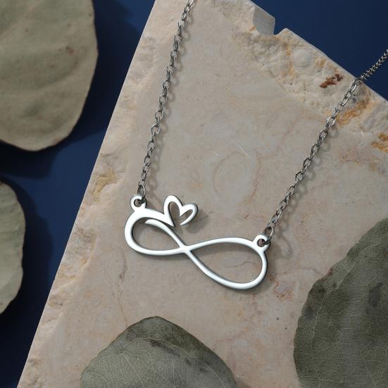 Women Necklace Number Eight Heart Pendant Adjustable Length Choker Necklace Hollow Non-fade Necklace Jewelry Accessory