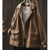 Johnature Women Vintage Jackets Solid Color Turn-down Collar Coats Autumn Button Pockets Loose Female Jackets