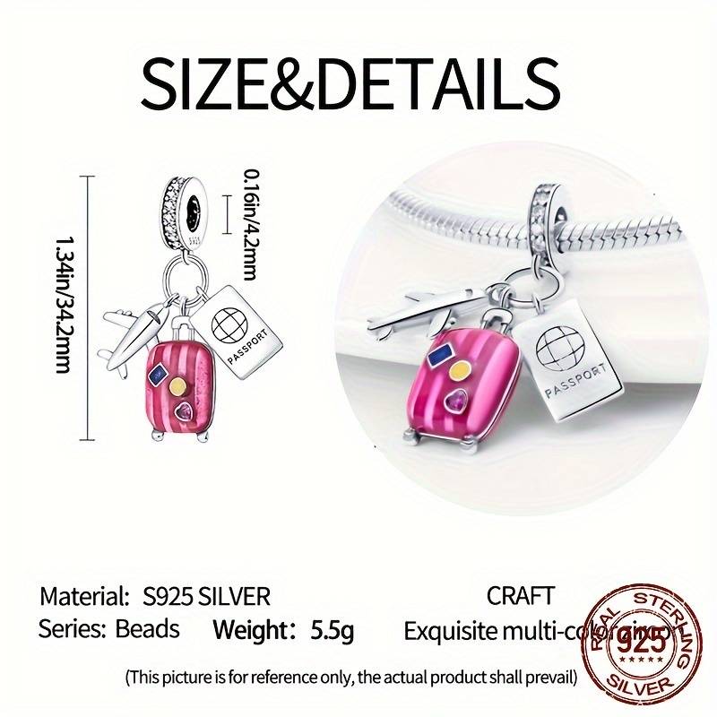 Charms Copper Luggage Airplane Passport Three-Piece Set Charm Fit Women 3Mm Original Bracelet Diy Fine Jewelry Gift