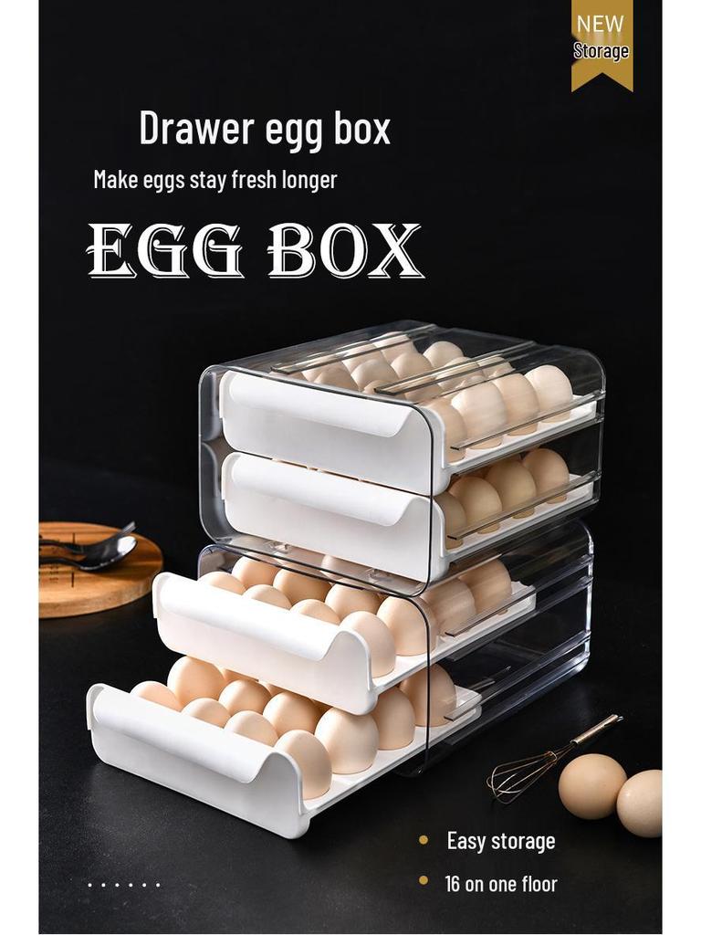 Double-Layer 32-Grid Transparent Egg Storage Box