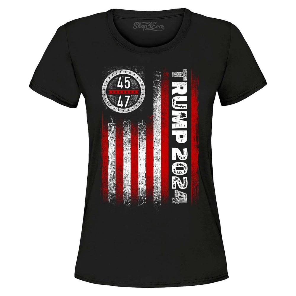 

Trump 2024 American Flag 45 47 Women s T-Shirt Donald Trump Shirt L