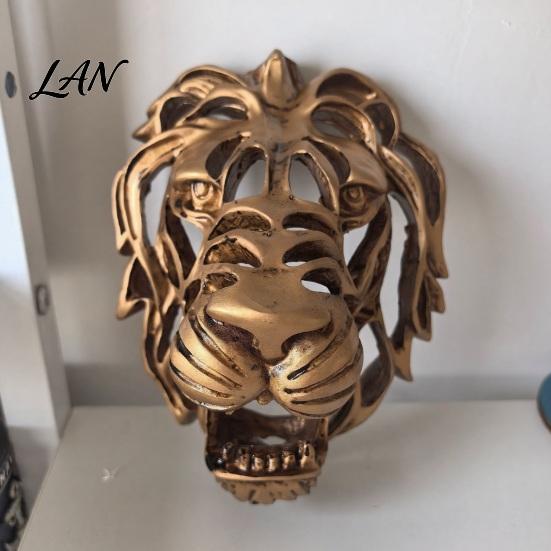 Industrial Style Wall Decoration Lion Sculpture, Resin Retro Bronze Decorative Art, 3D Animal Head Modern Artistic Accents Figurine, Hollow
