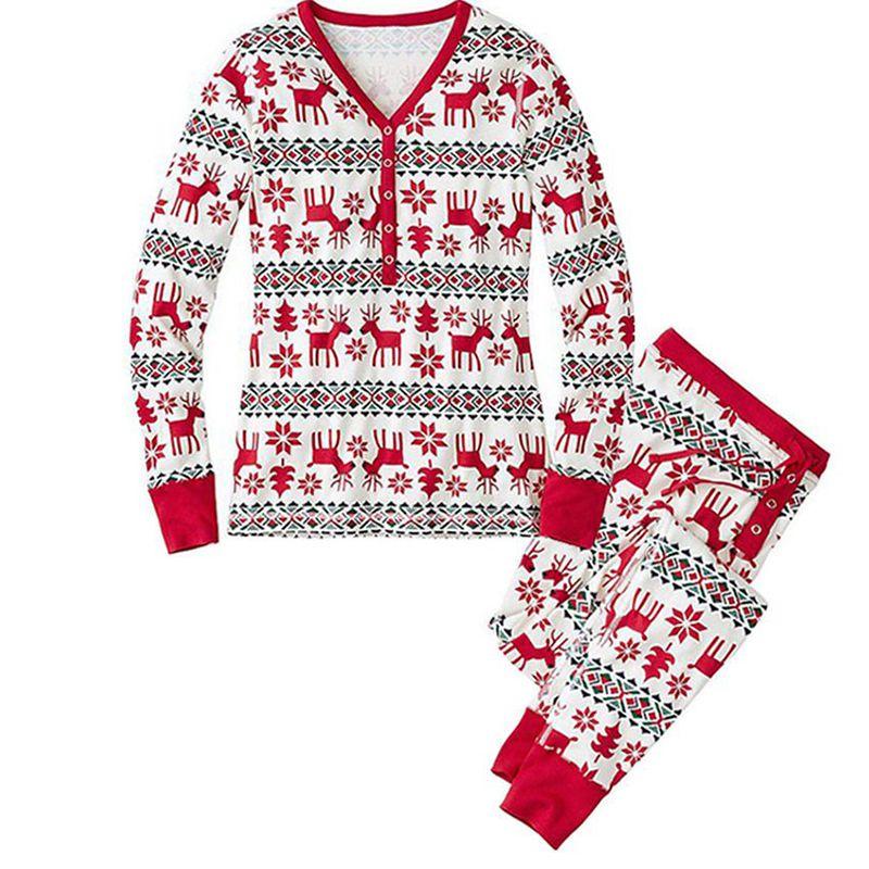 Festive Christmas Family Pajamas Set For Men Women Baby Kids Featuring Deer Print Design