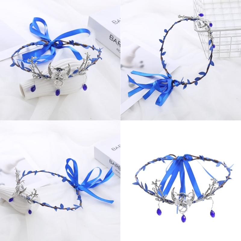 Fairy Dragon Fascinators for Cosplay Party Wedding Festivals Girls Bridal Dragon Headband Floral Fairy Headwear