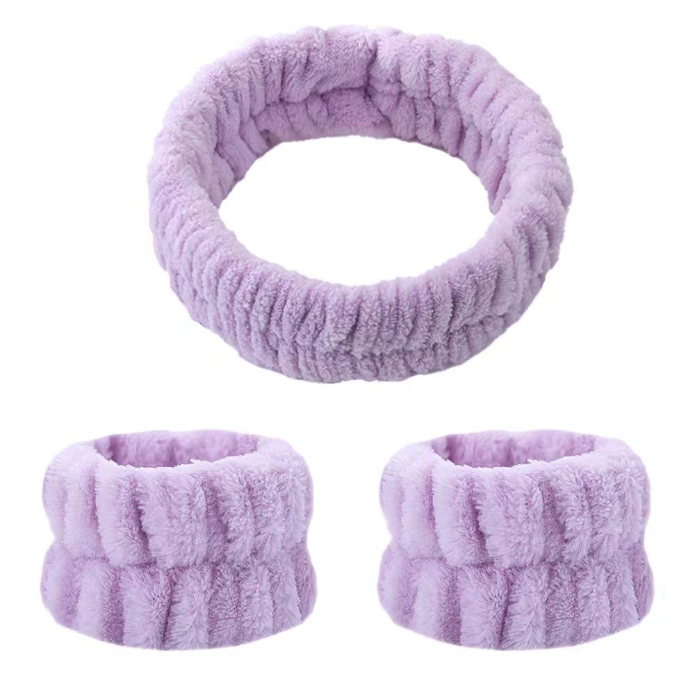 Plush Flannel Absorbent Wristbands & Splash-Proof Headband Set