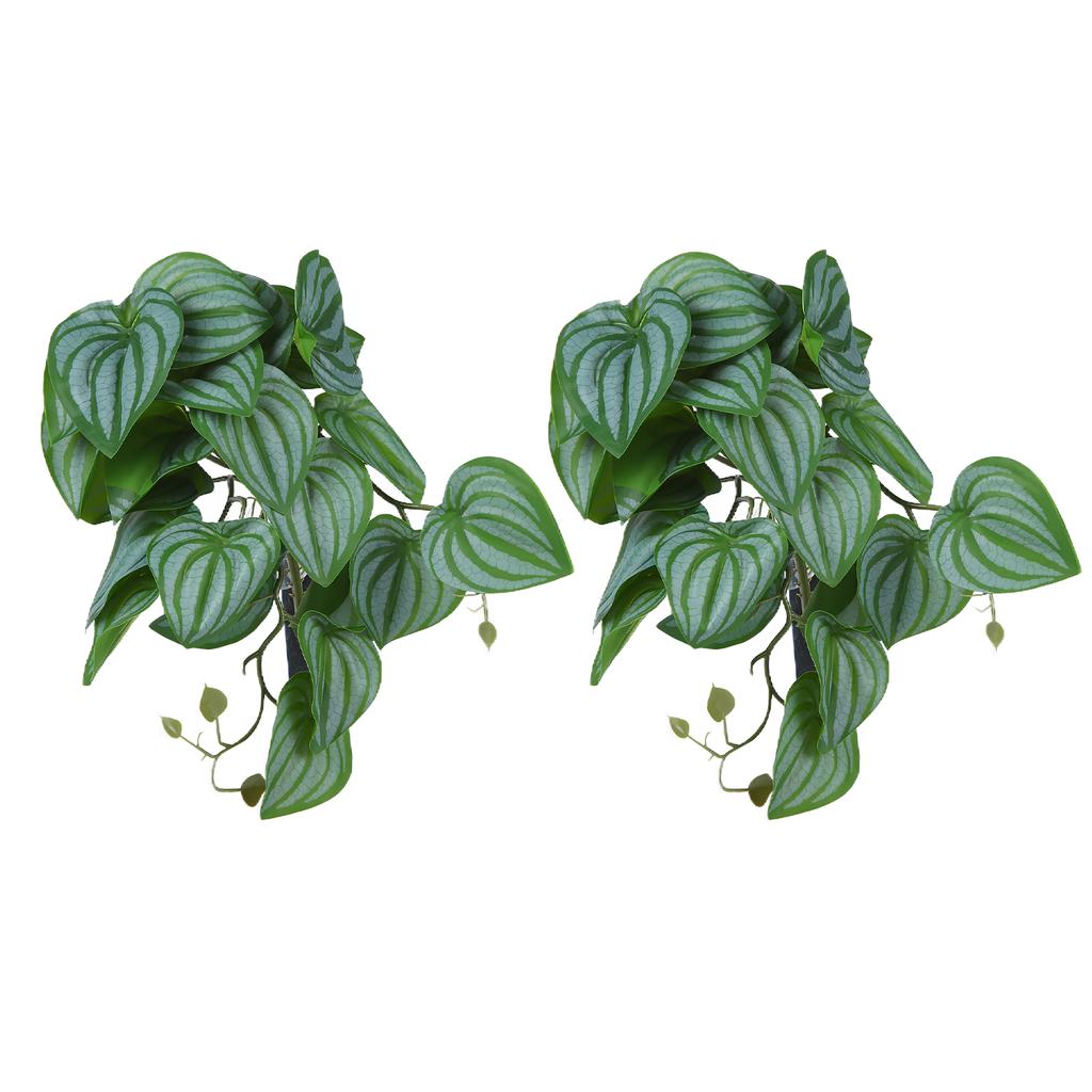 2PCS Artificial Water Plant Simulation Vine Lifelike Plastic Leaves Decoration with Suction Cup for
