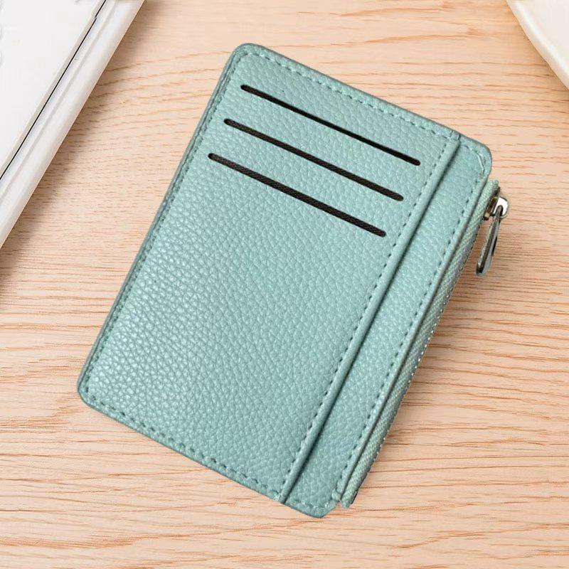 Zipper Coin Purse Simple Multi-Card Slots Wallet Pu Leather Card Holder Lightweight Change Pouch For Women Men Daily Use
