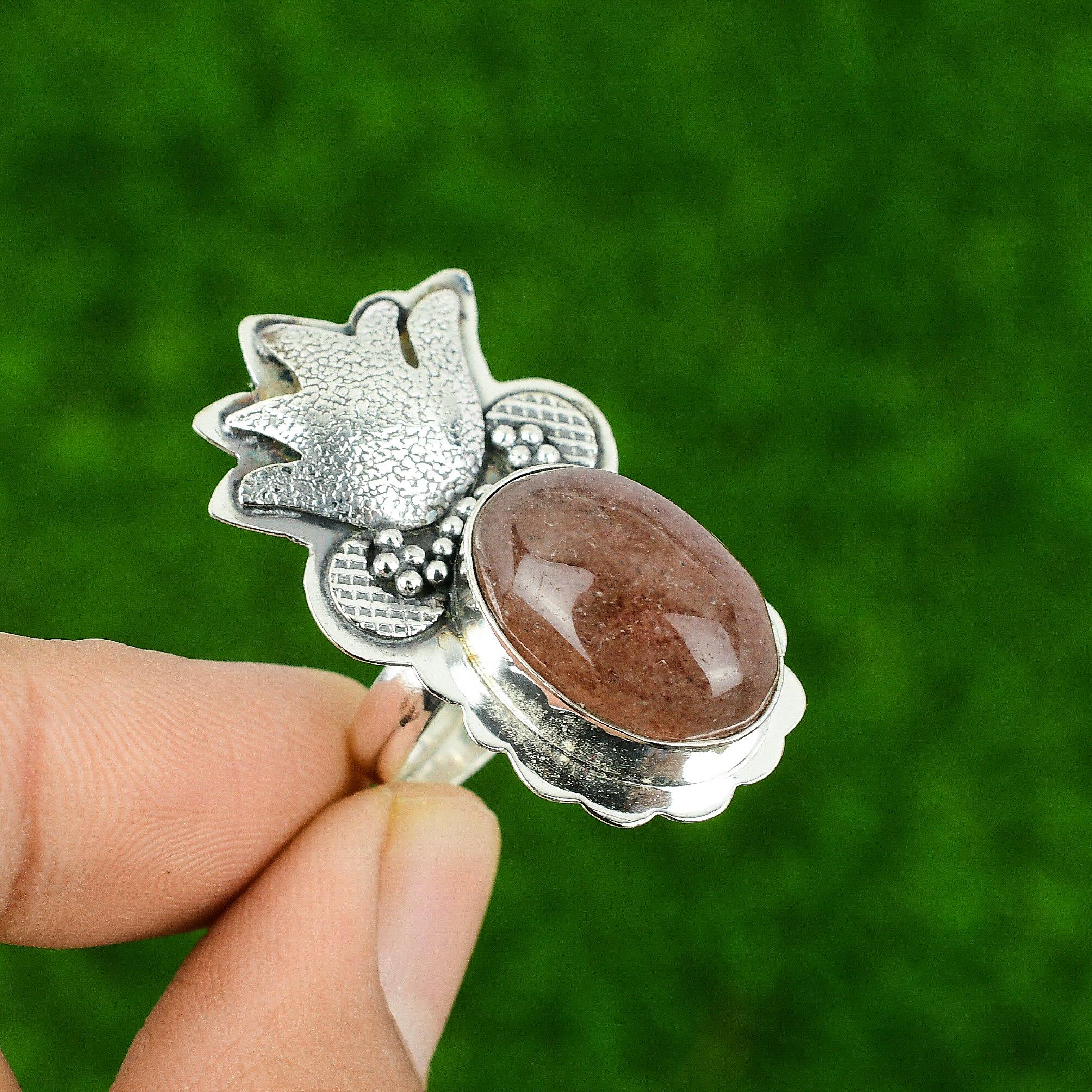 

Sterling Silver Sunstone Gemstone Wedding Statement Sister Bezel Ring Jewelry Adjustable