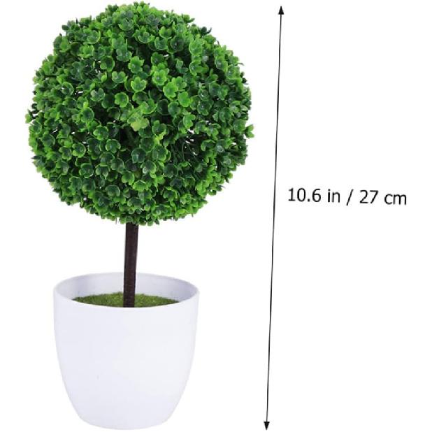 2pcs Artificial Plants Outdoor Decor Artificial Greenery In Pots Potted Topiary Trees Tabletop Artificial Topiary Fake Tree In Pot Simulated Snowball